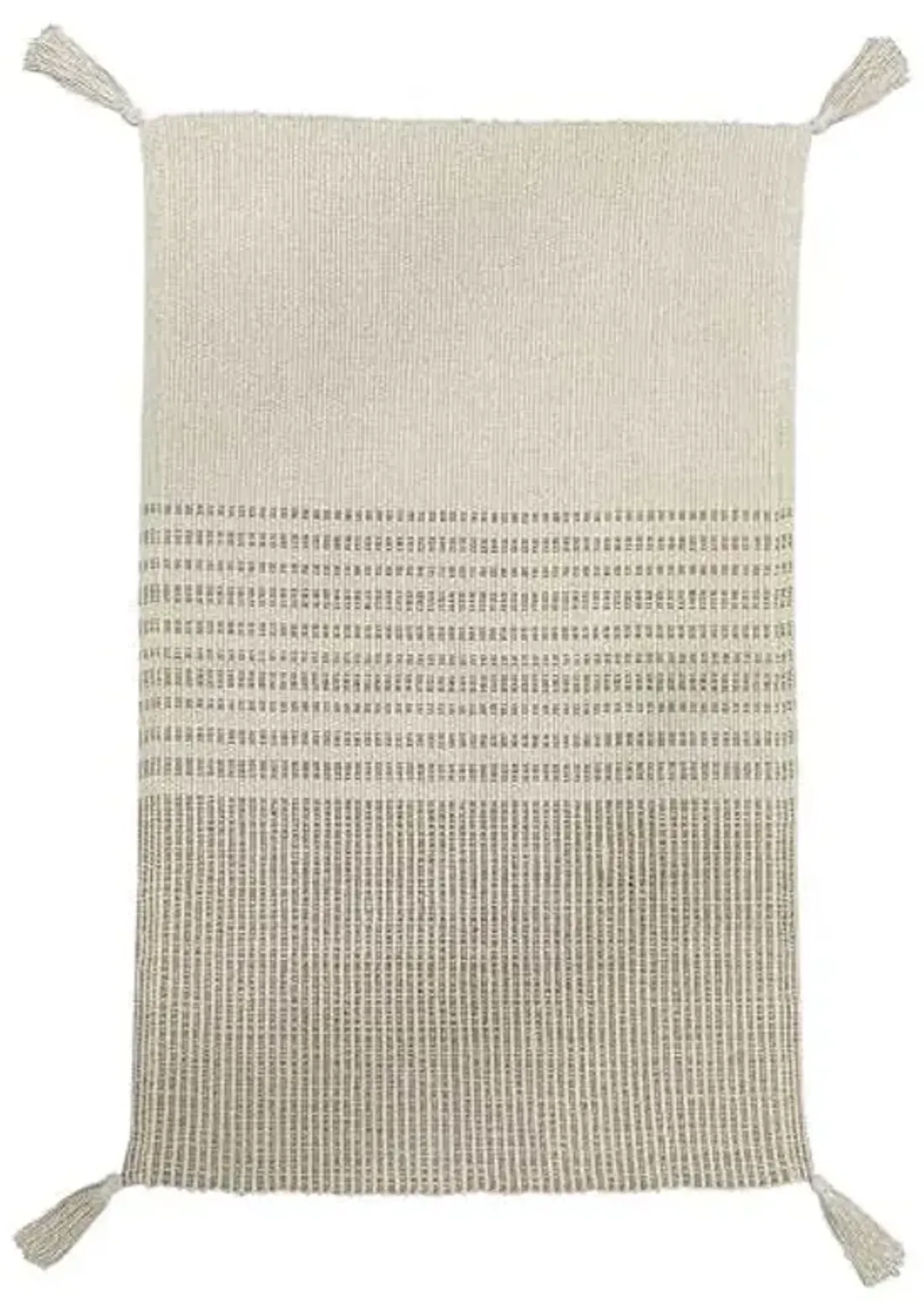 Grey & Ivory Striped Tassel Accent Rug, 27x45