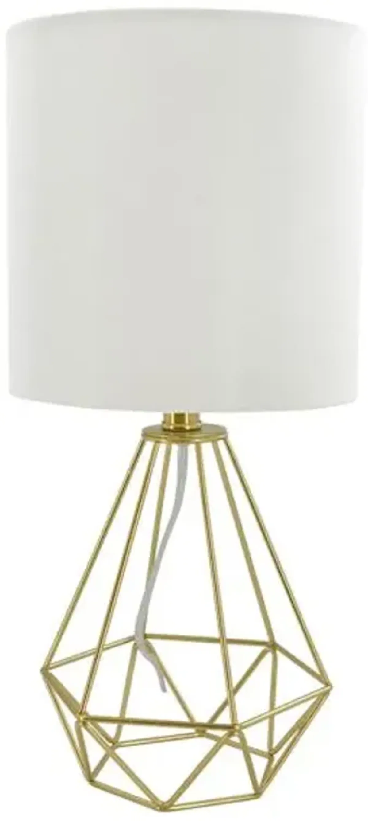 Brass Wire Small Table Lamp with Shade, 17.5"