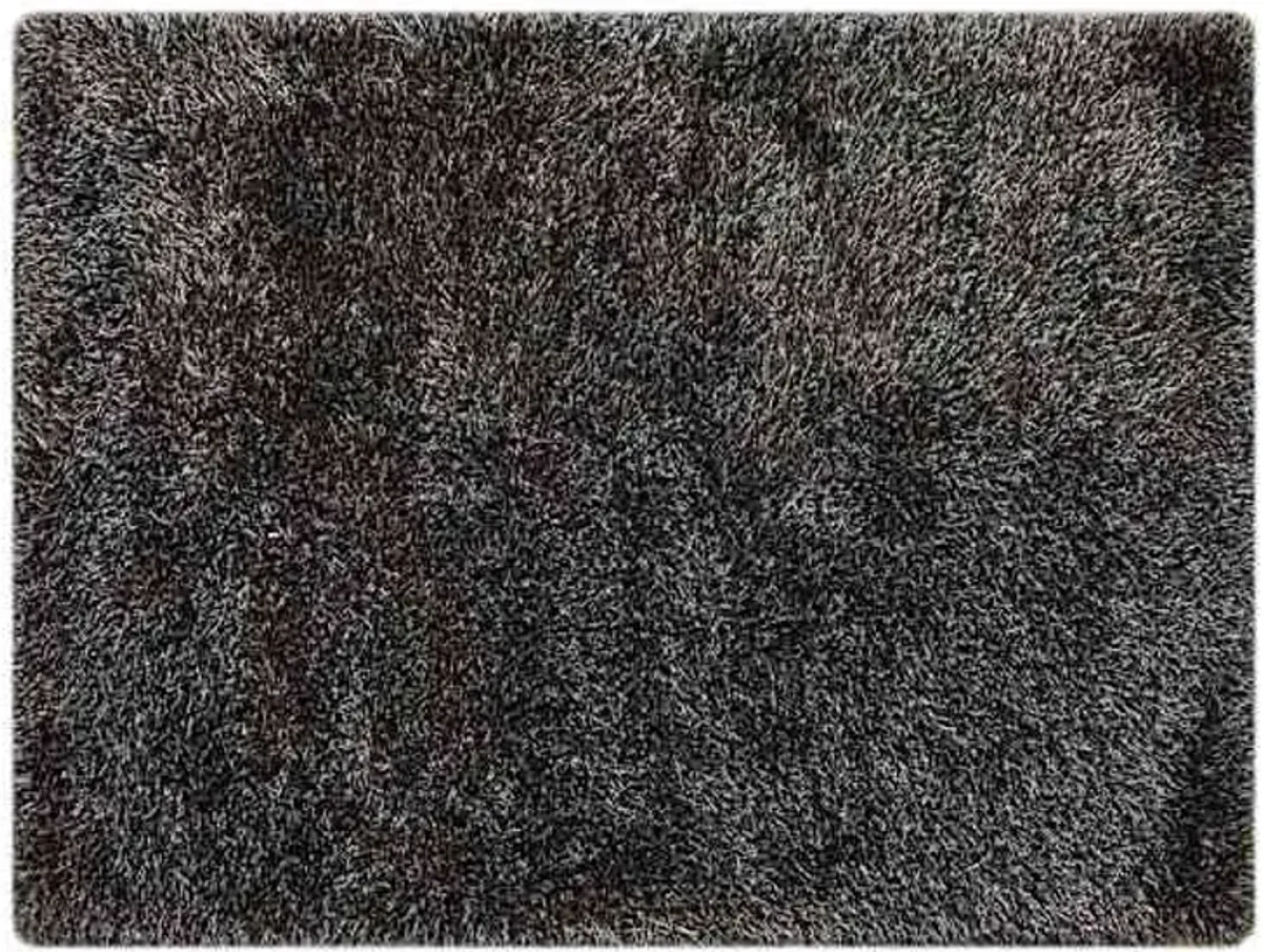 (C198) Eve Silver & Black Shag Area Rug, 4x7