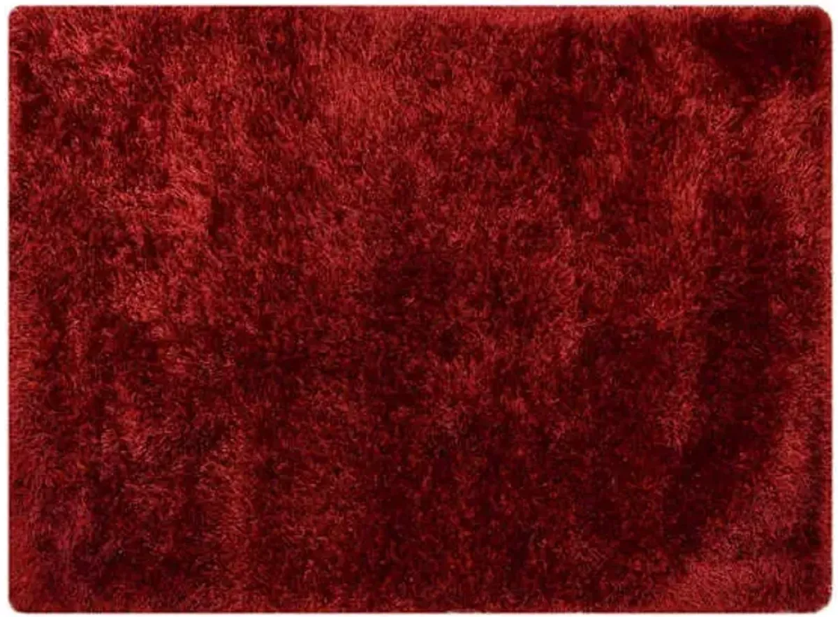 (C197) Eve Red Shag Area Rug, 4x7