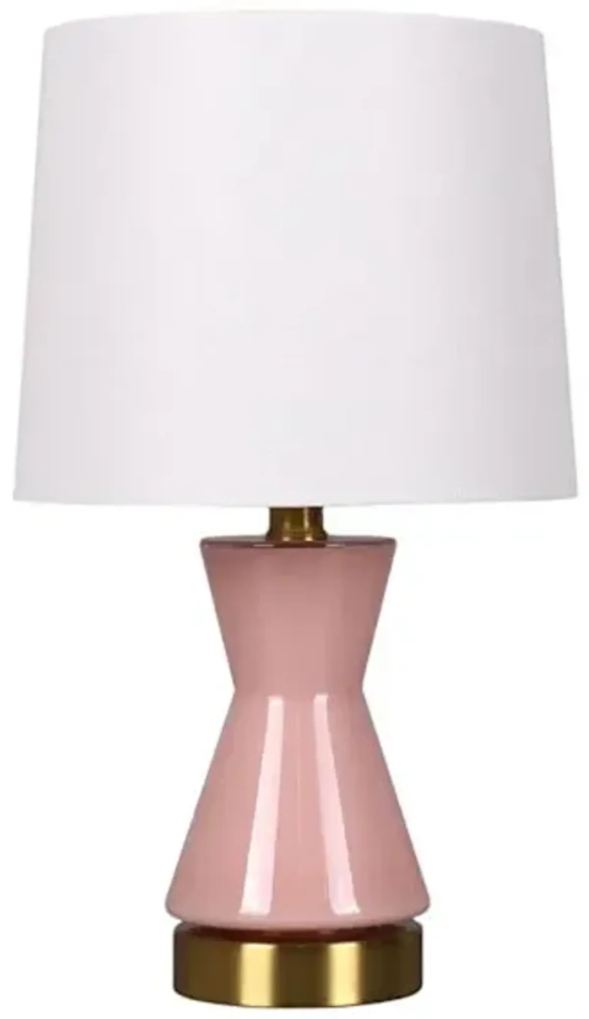 Light Pink Hourglass Mini Table Lamp with Shade, 15"
