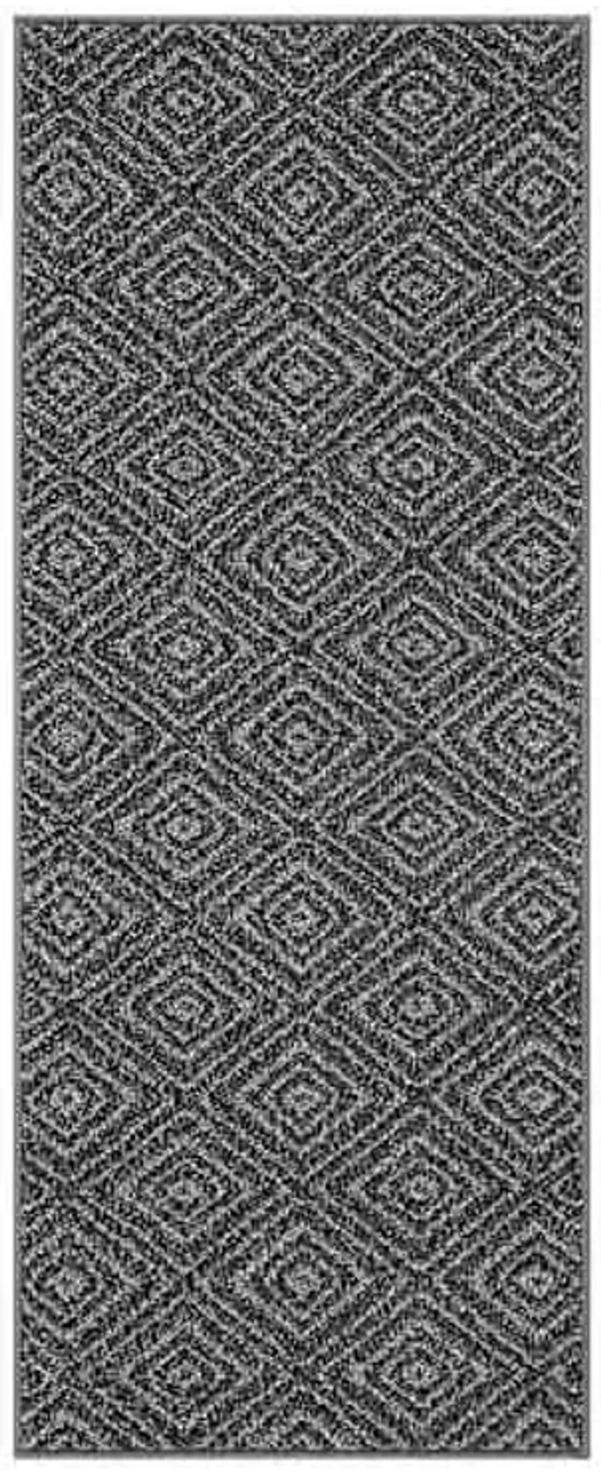 Tristen Charcoal Diamond Design Washable Runner, 2x5