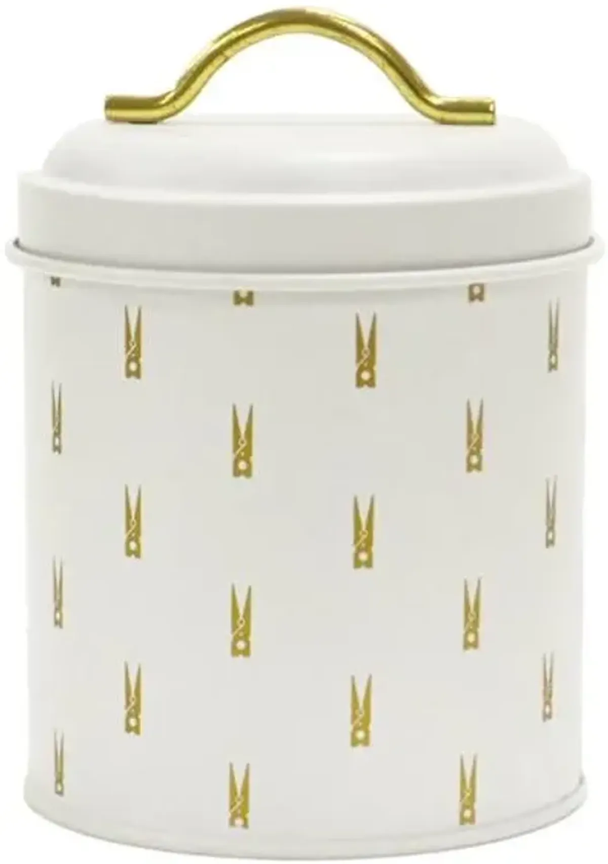 Matisse White & Gold Round Canister, Small