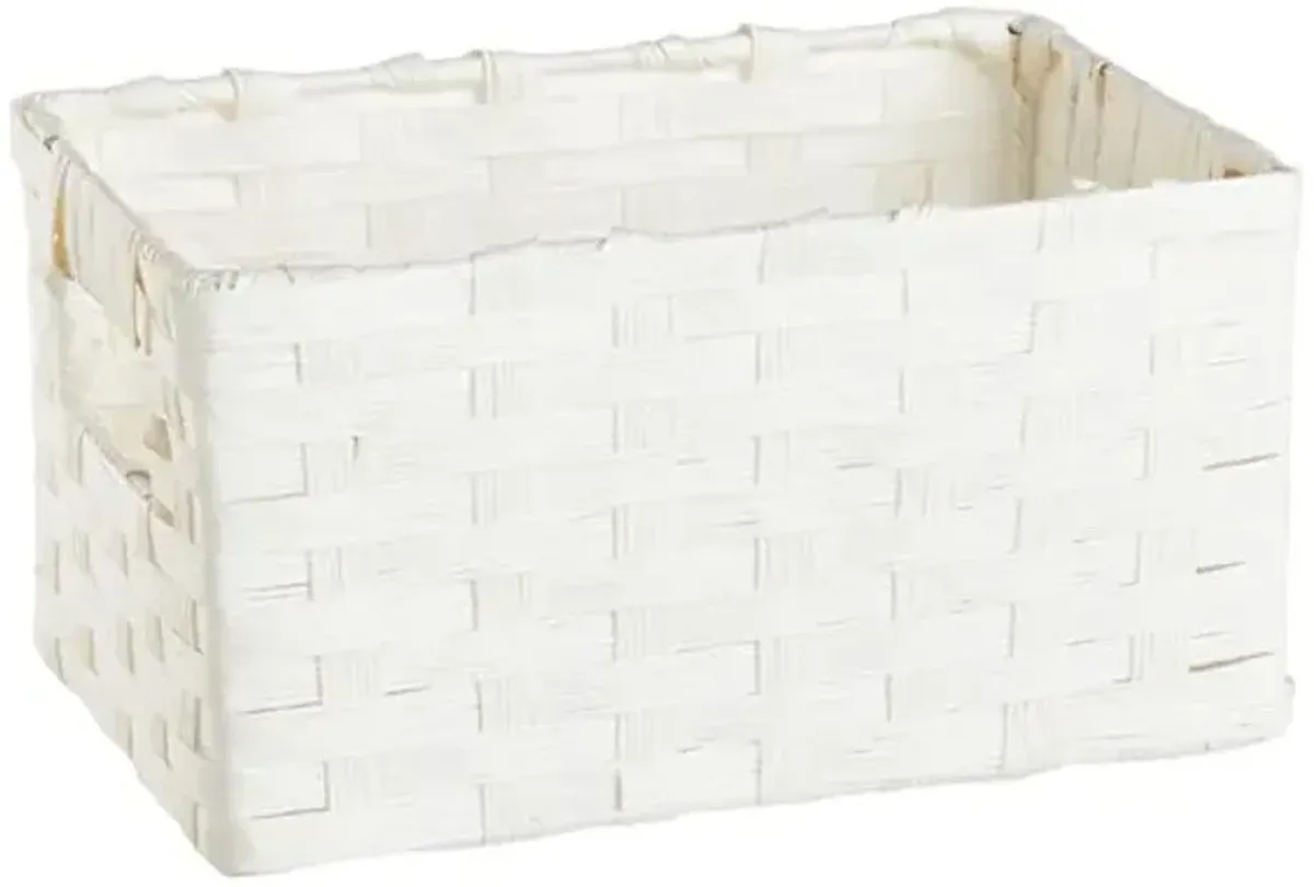White Paper Rope Rectangle Storage Basket, Small