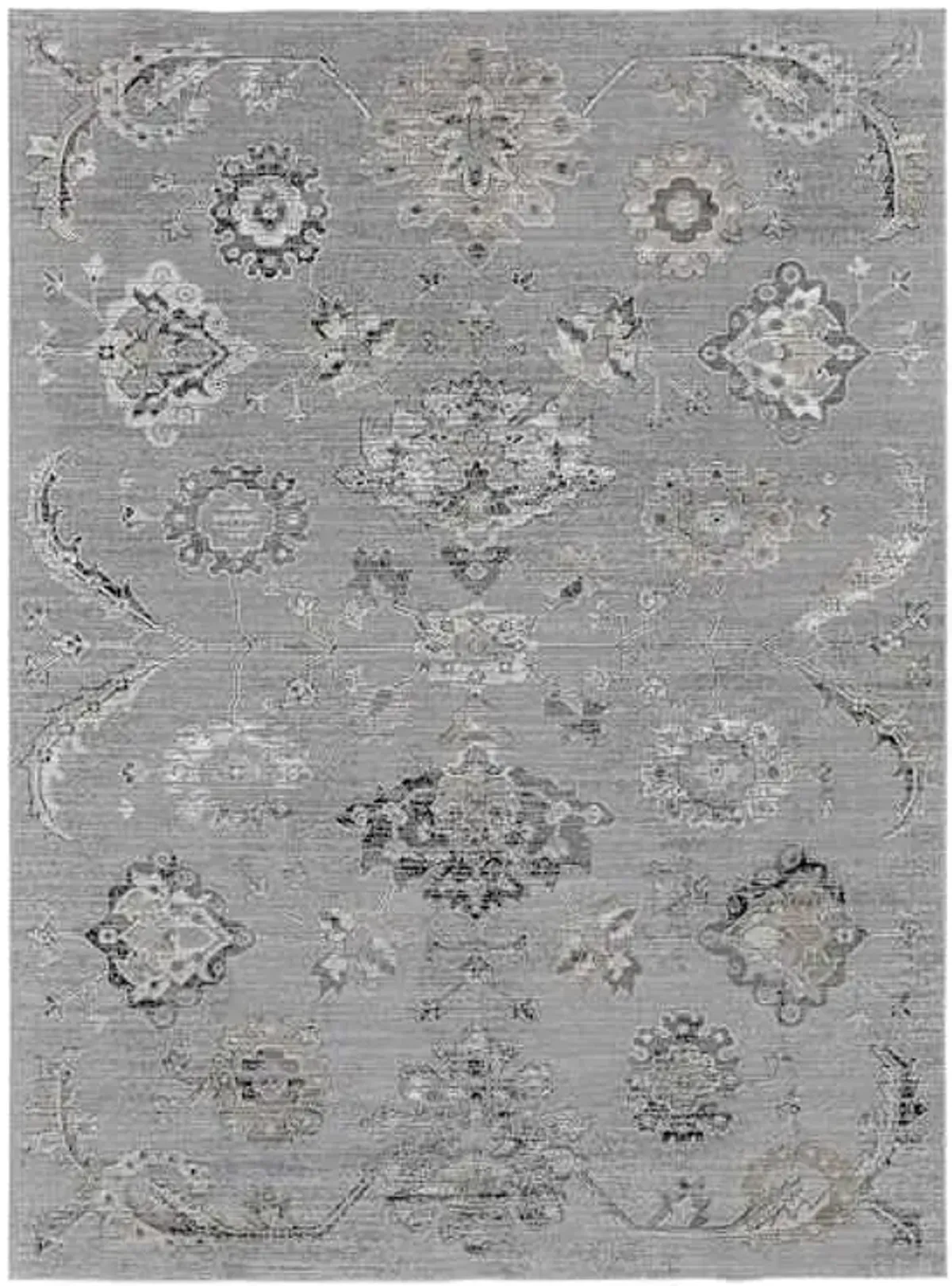 (A504) Fairfield Grey Floral Woven Area Rug, 5x7