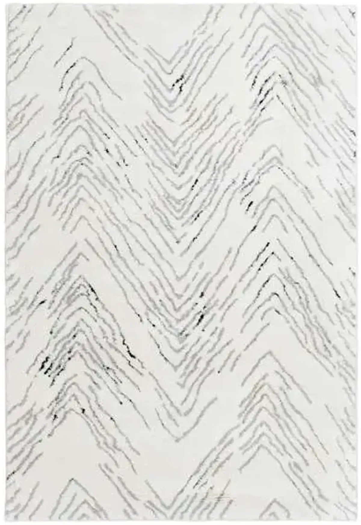 (C201) Mylah White Strato Shag Area Rug, 5x7