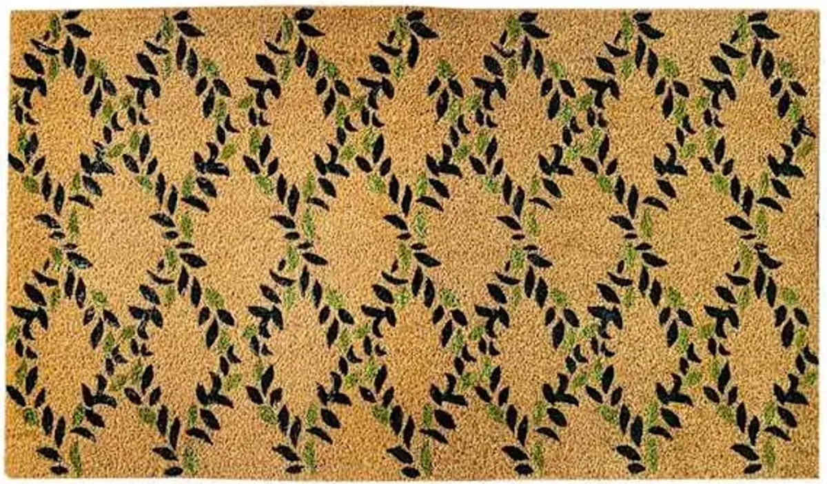 Green Leaves Coir Mat, 22x47