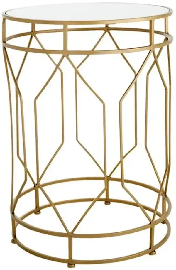 Gold Metal Quatrefoil Nesting Table, Large