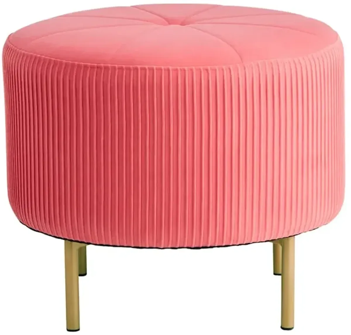 Piper Round Ottoman, Bright Pink Velvet