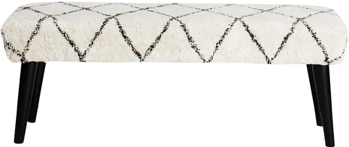 Zuri Tufted Bench, Cream & Black