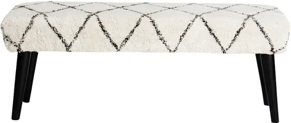 Zuri Tufted Bench, Cream & Black