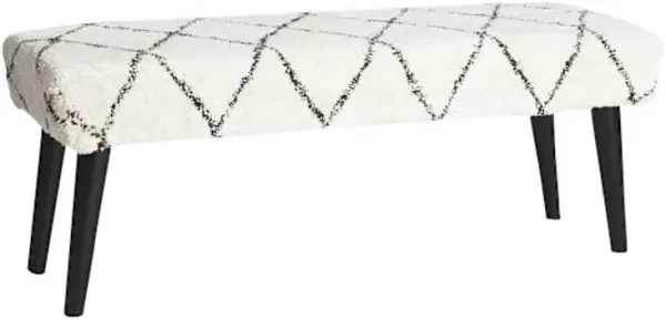 Zuri Tufted Bench, Cream & Black