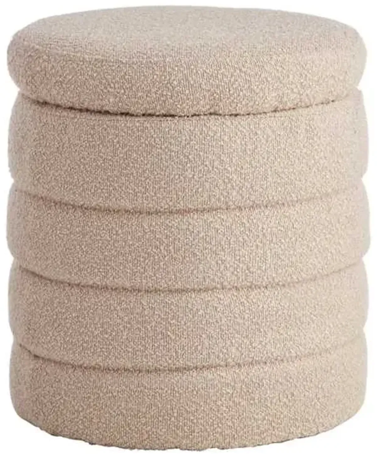 Pax Boucle Round Storage Ottoman, Taupe