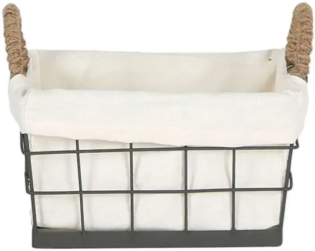 Lined Rectangle Wire Storage Basket, Small