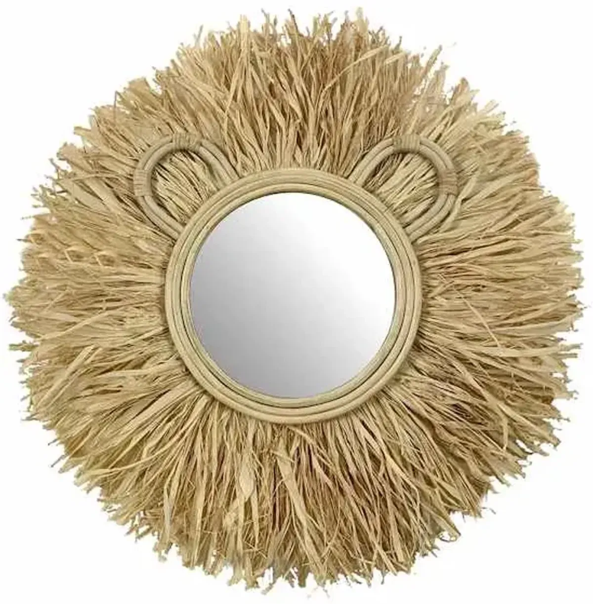Tiny Dreamers Lion Raffia Round Wall Mirror, 20"