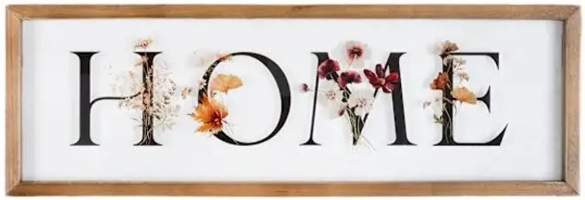 Honeybloom Glass Framed Home Wall Sign, 24x8