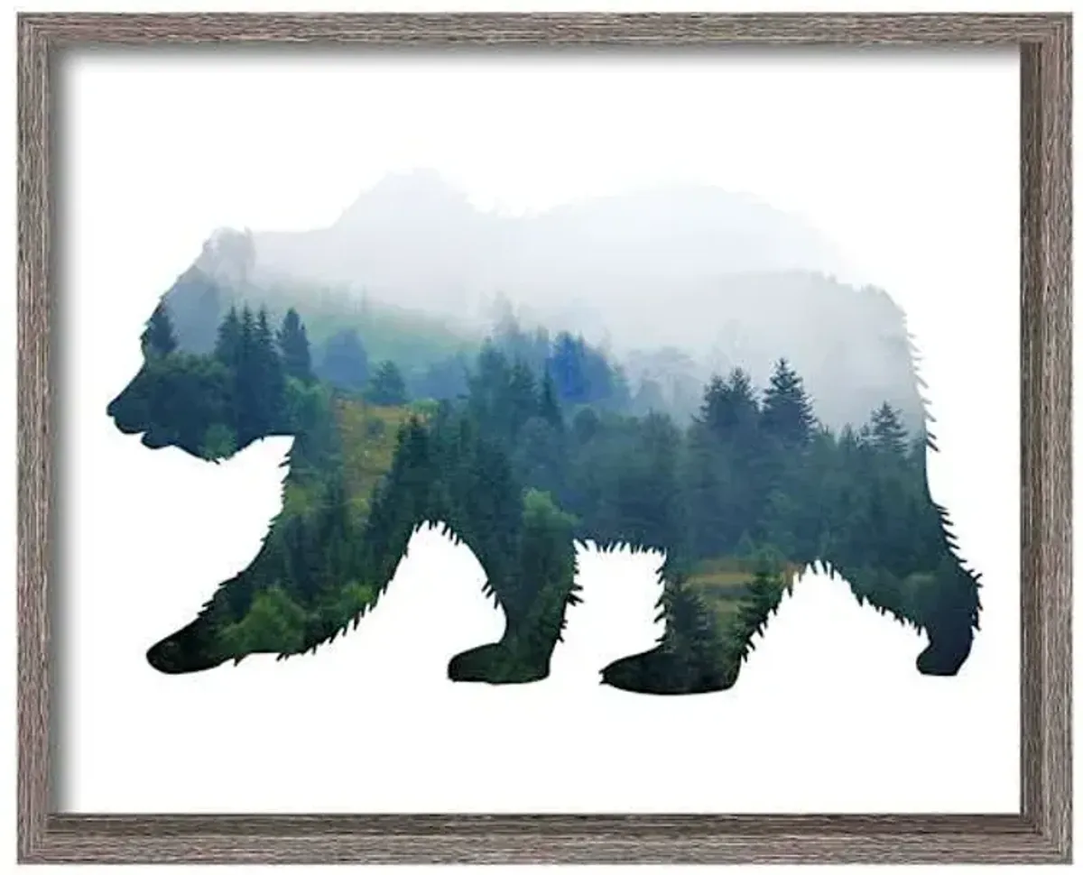 Glass Framed Bear Print Wall Art, 21x17