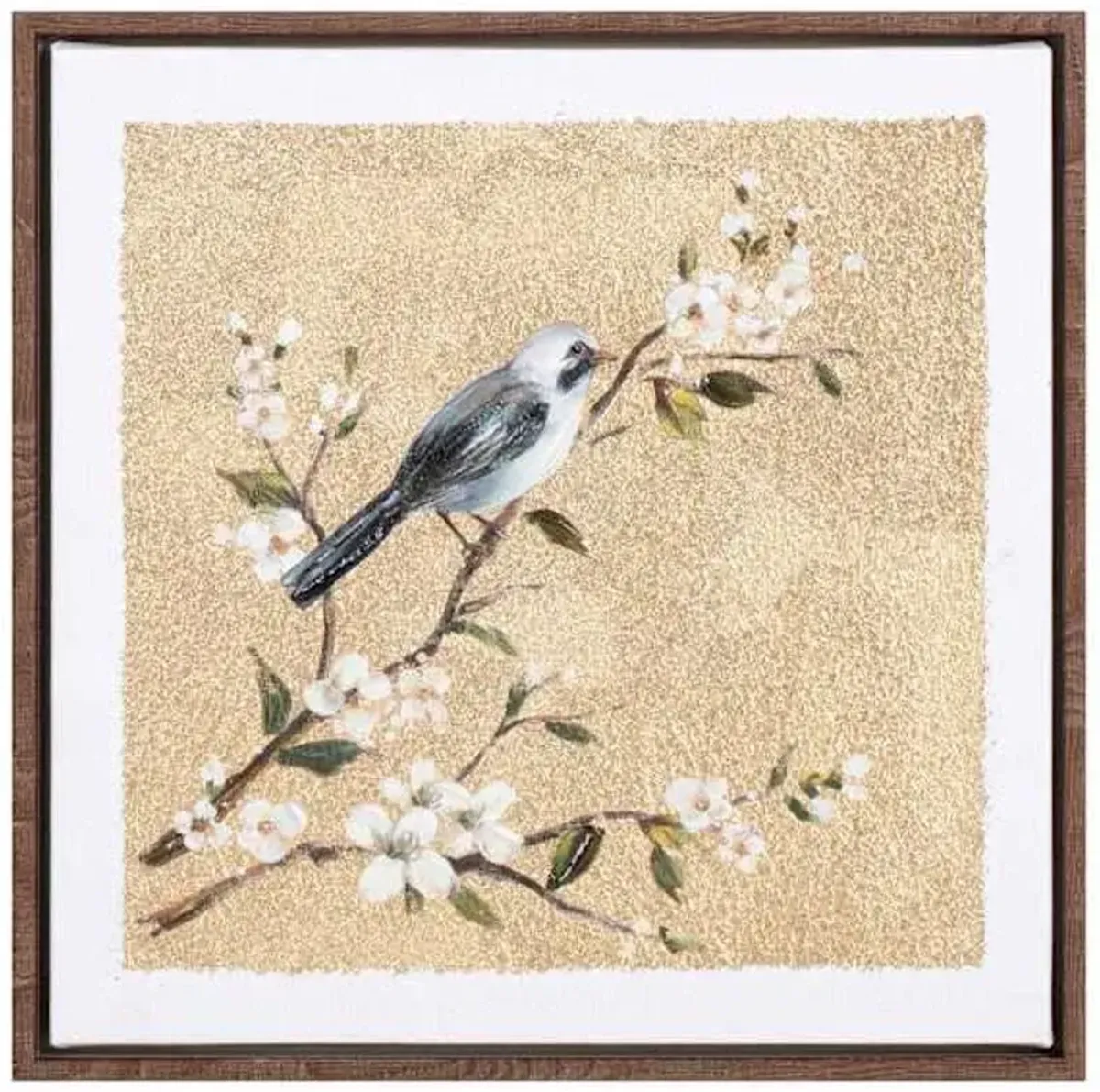 Framed Gold Bird Canvas Wall Art, 12"