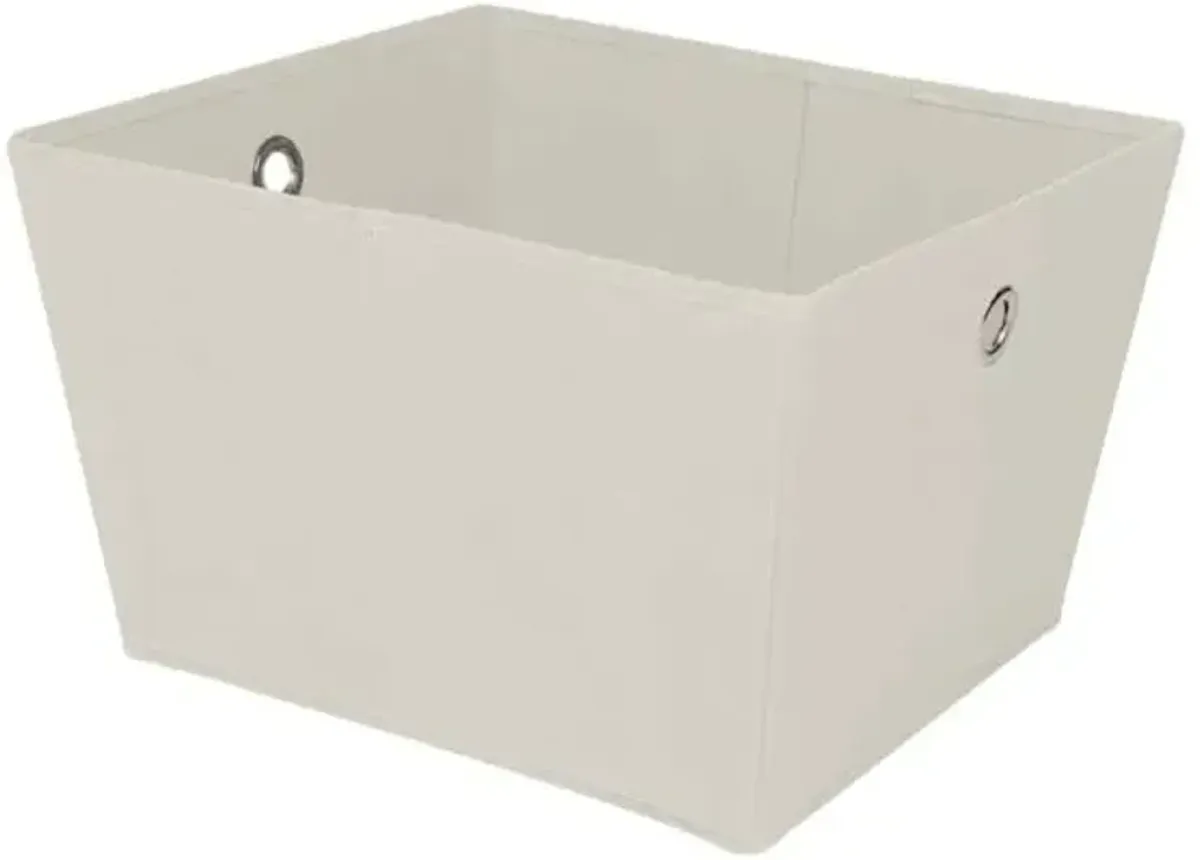 Beige Collapsible Tapered Storage Tote, Large