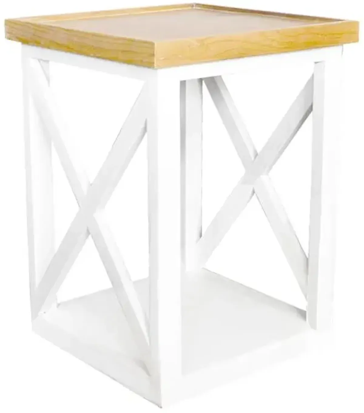 Anna Wood X-Side Accent Table, White