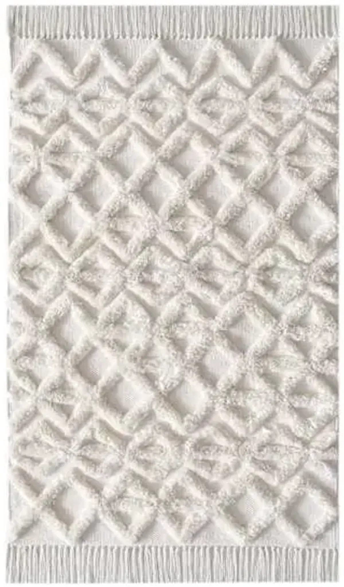 Ivory Diamond Design Tufted High-Low Accent Rug, 2x4