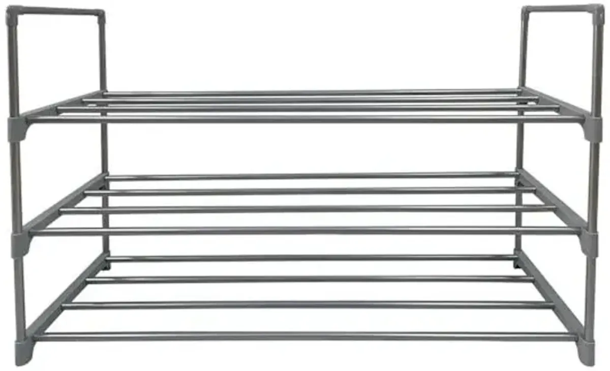 3-Tier Metal Shoe Rack, Grey