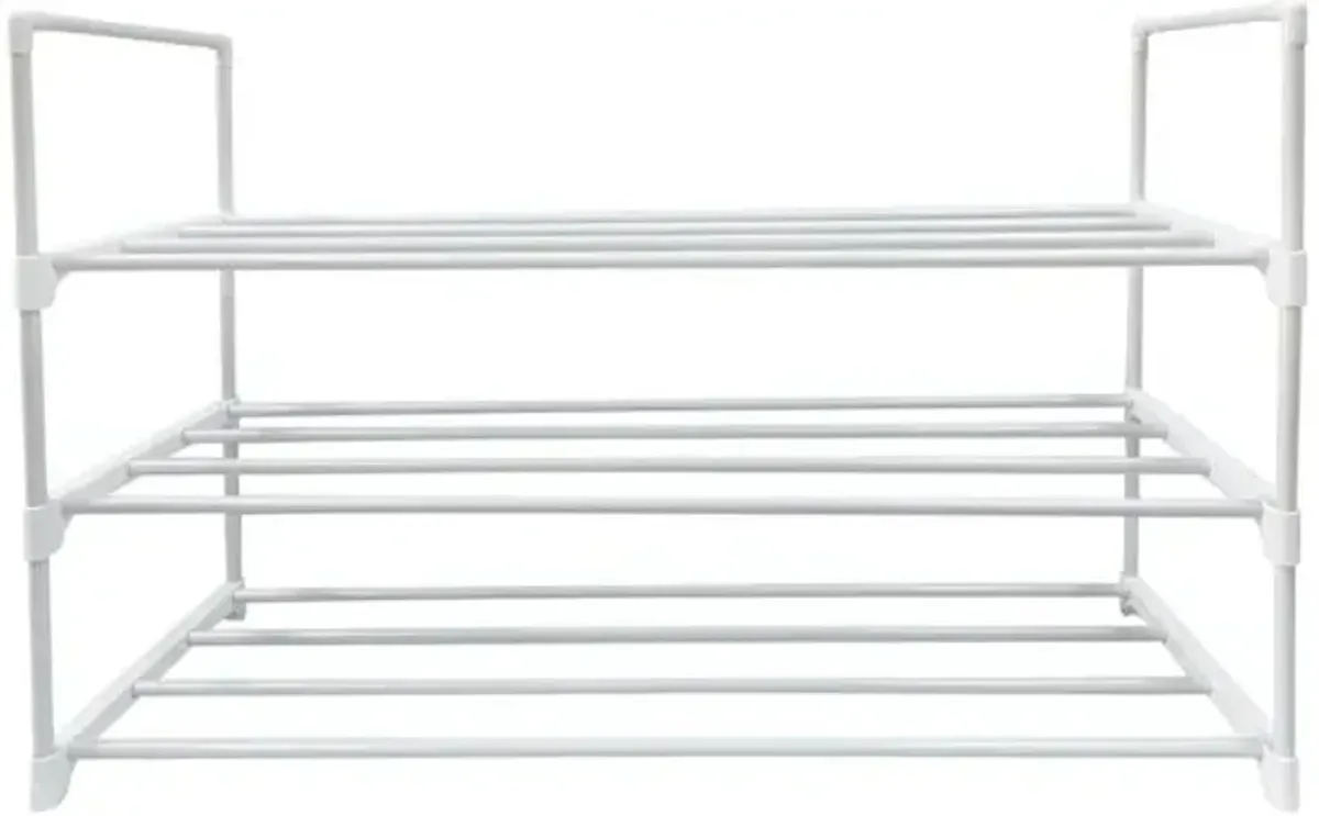 3-Tier Metal Shoe Rack, White