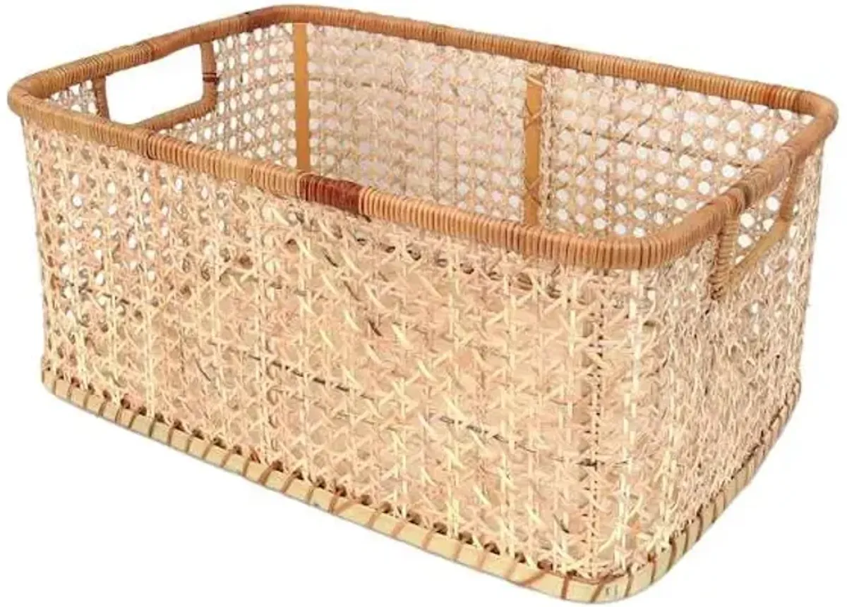 Cane Rectangle Storage Basket, Large