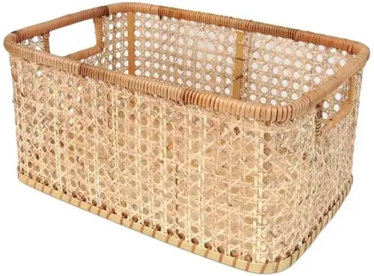 Cane Rectangle Storage Basket, Medium