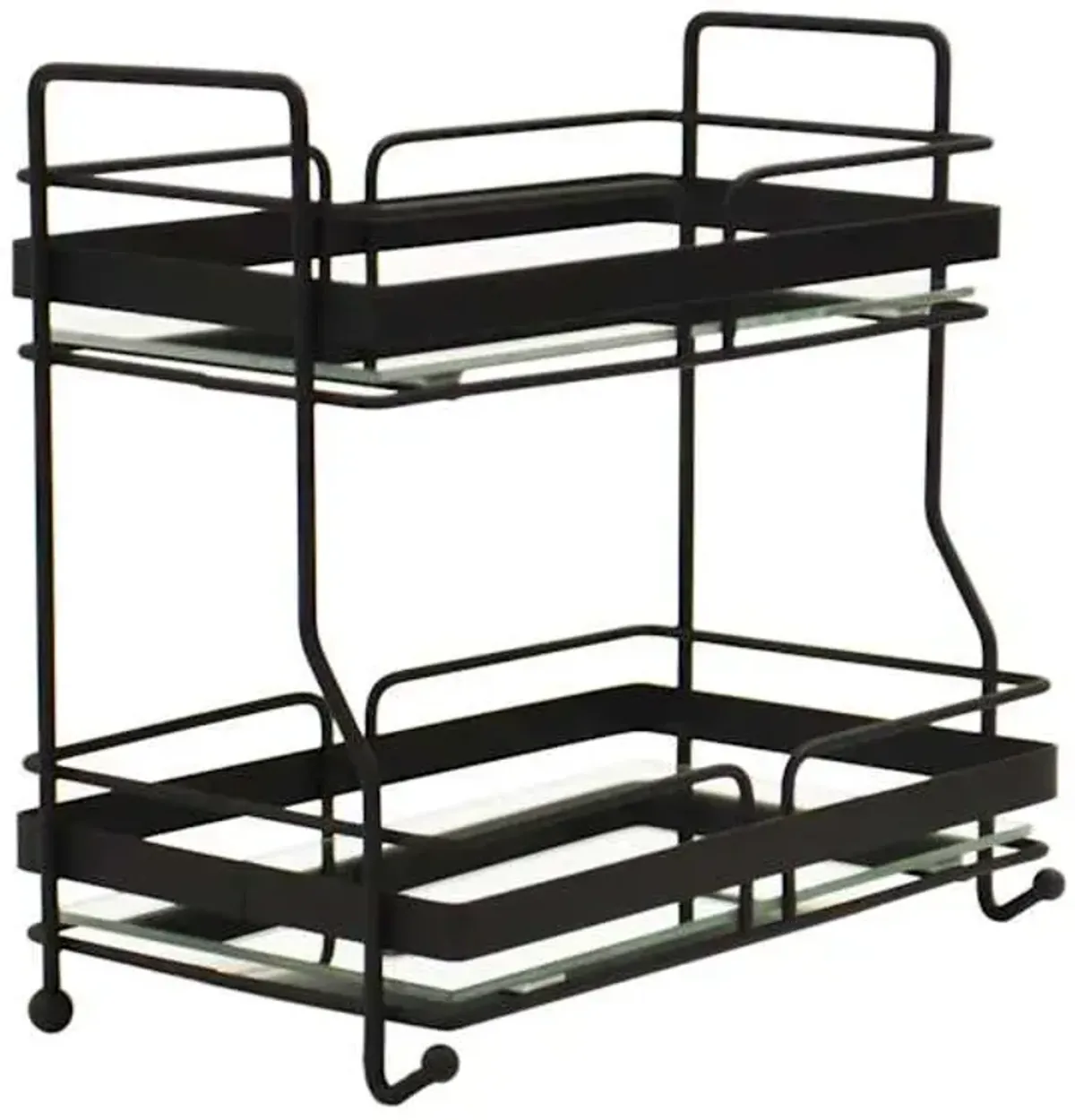 2-Tier Sotto Matte Black Rectangle Mirrored Vanity Tray
