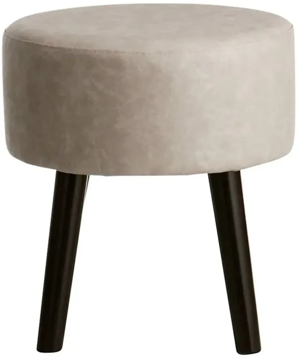 Emmy Stool with Black Wooden Legs, Grey Faux Leather