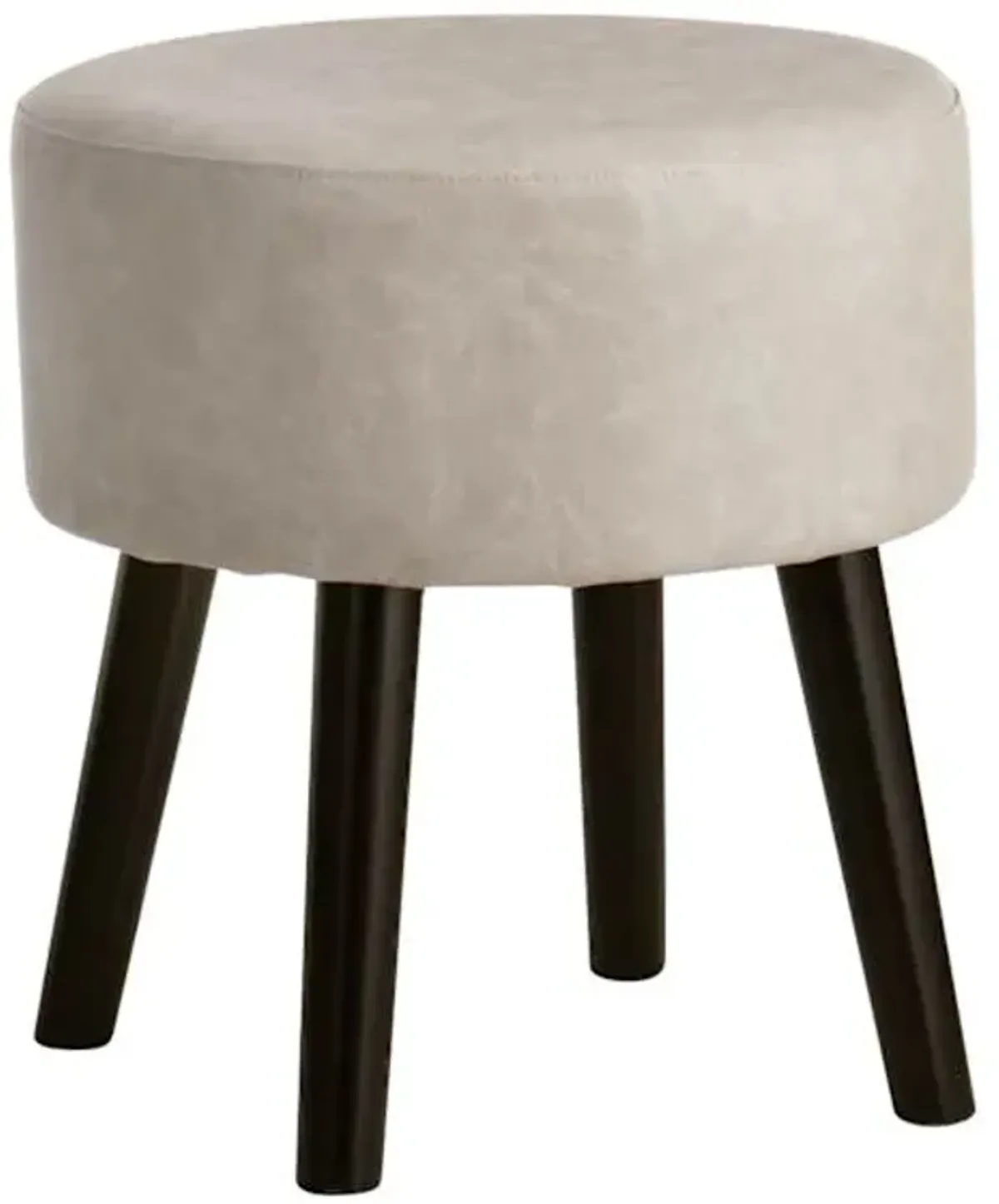 Emmy Stool with Black Wooden Legs, Grey Faux Leather