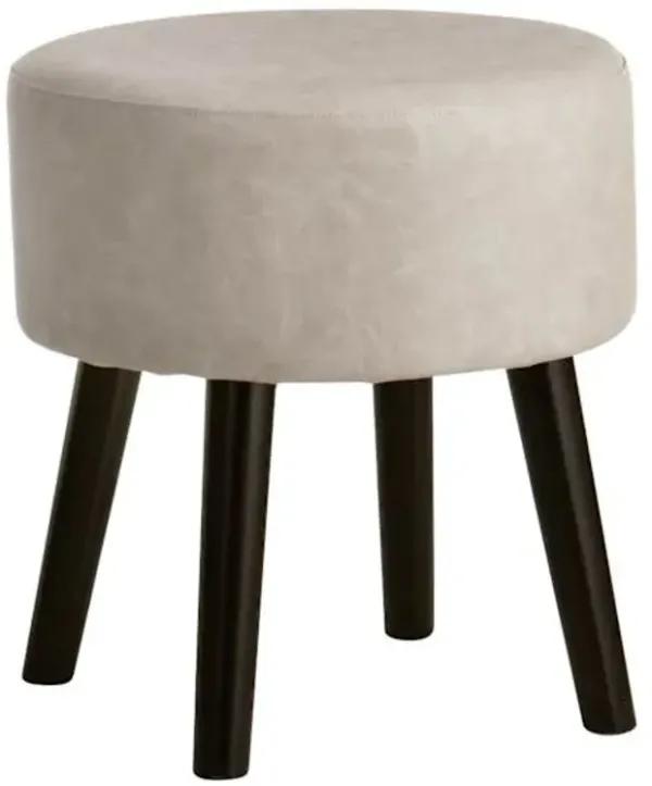 Emmy Stool with Black Wooden Legs, Grey Faux Leather