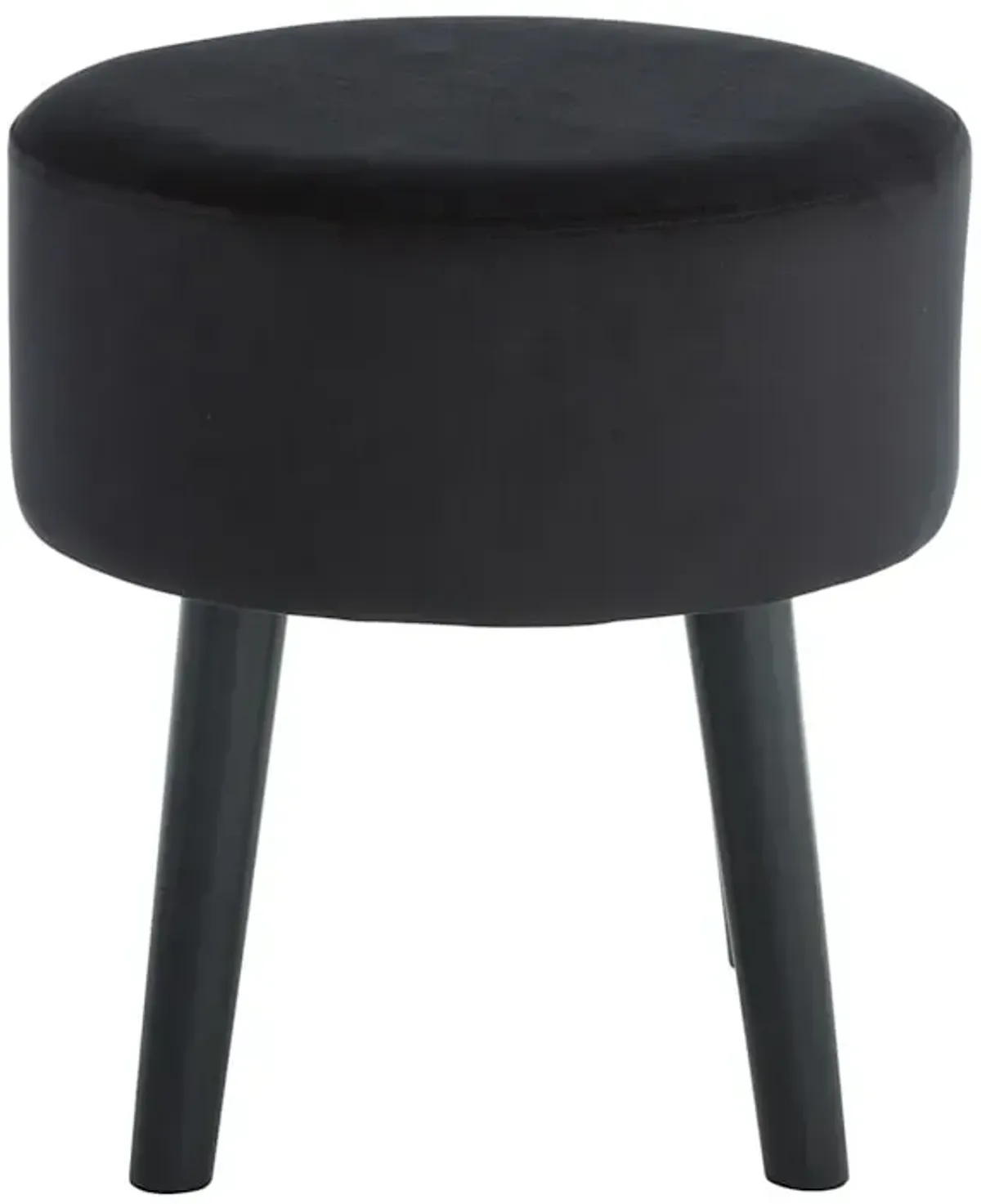 Emmy Stool with Black Wooden Legs, Black Velvet