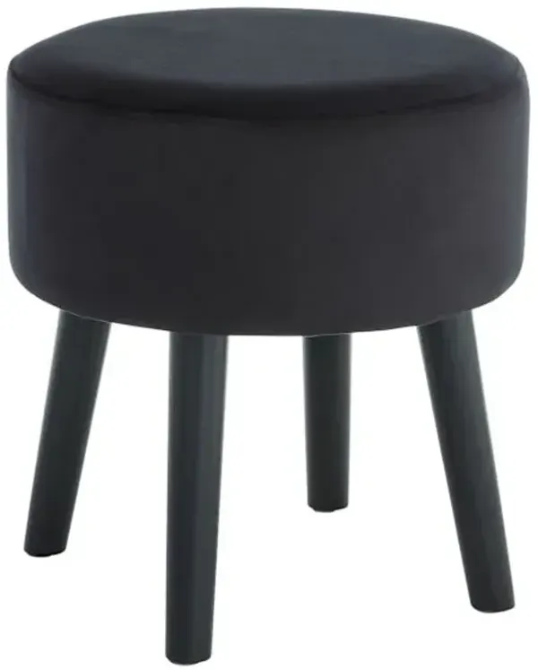 Emmy Stool with Black Wooden Legs, Black Velvet