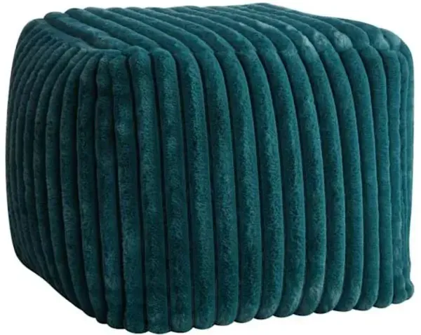 Tracey Boyd Esme Channeled Fur Pouf, Teal
