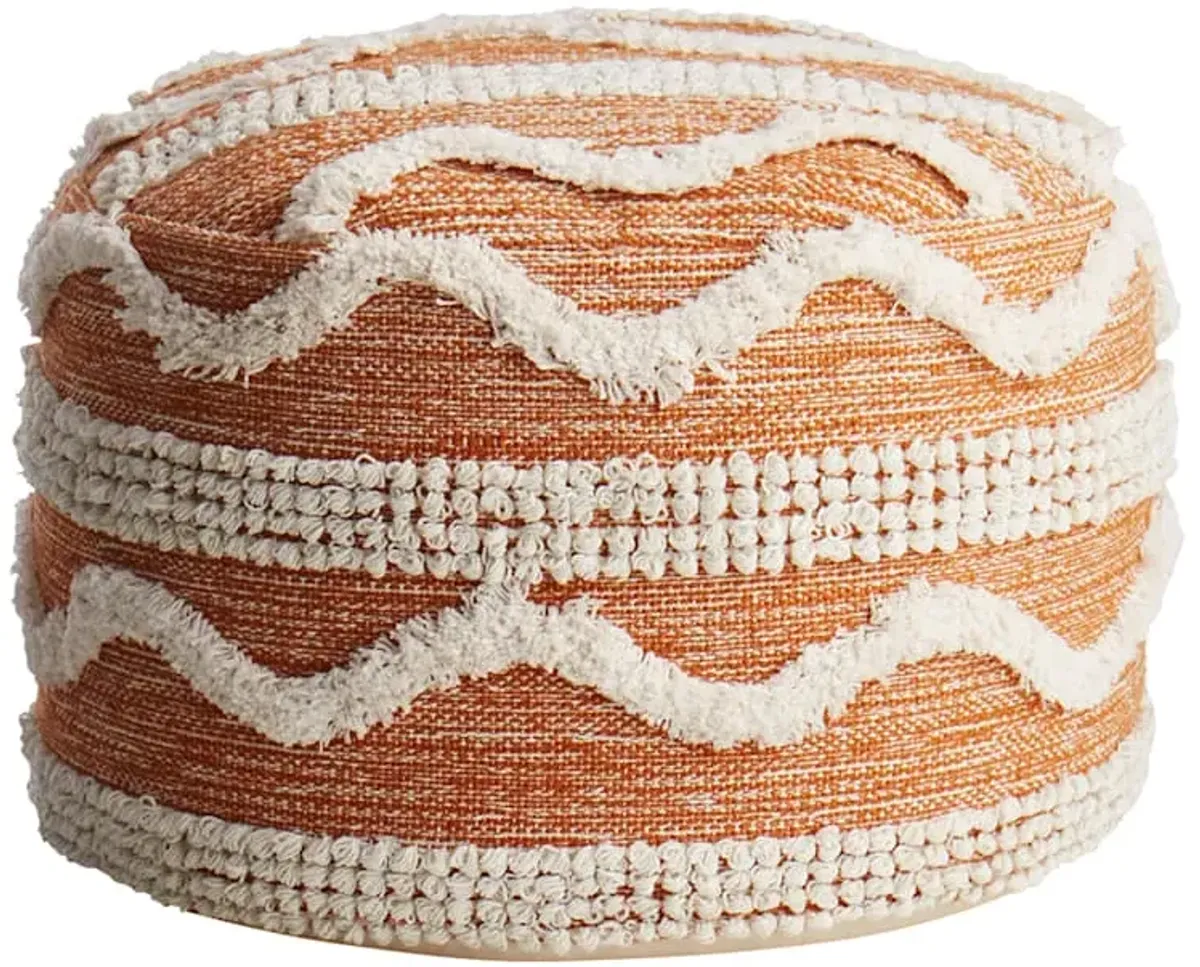 Ziggy Tufted Pouf, Burnt Orange