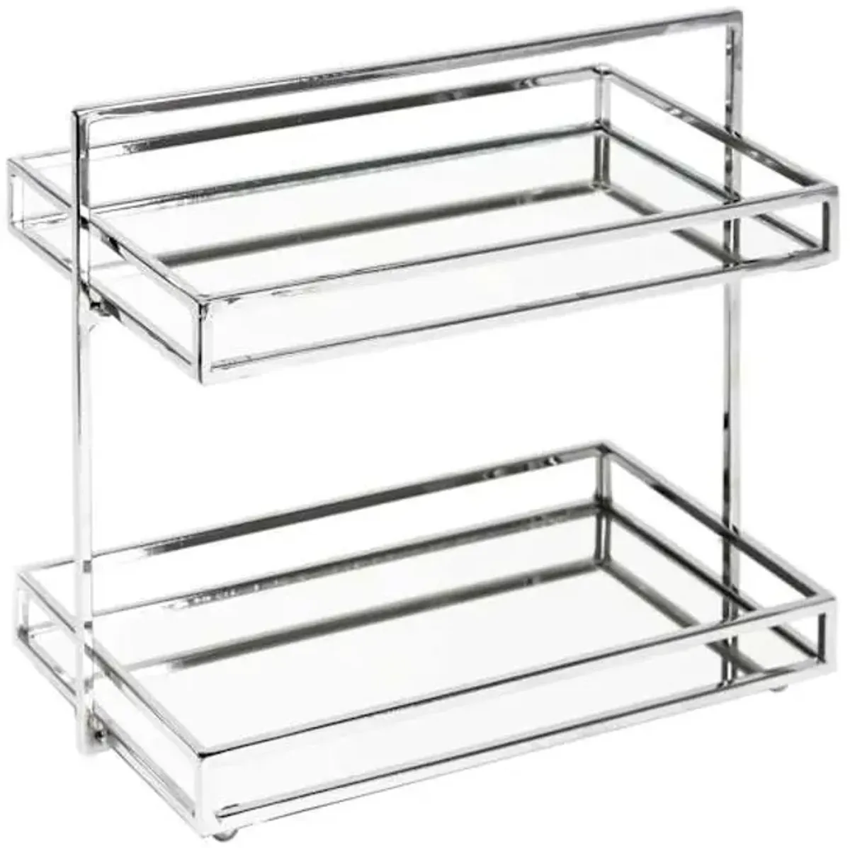 Johnathan 2-Tier Mirrored Vanity Tray, Chrome