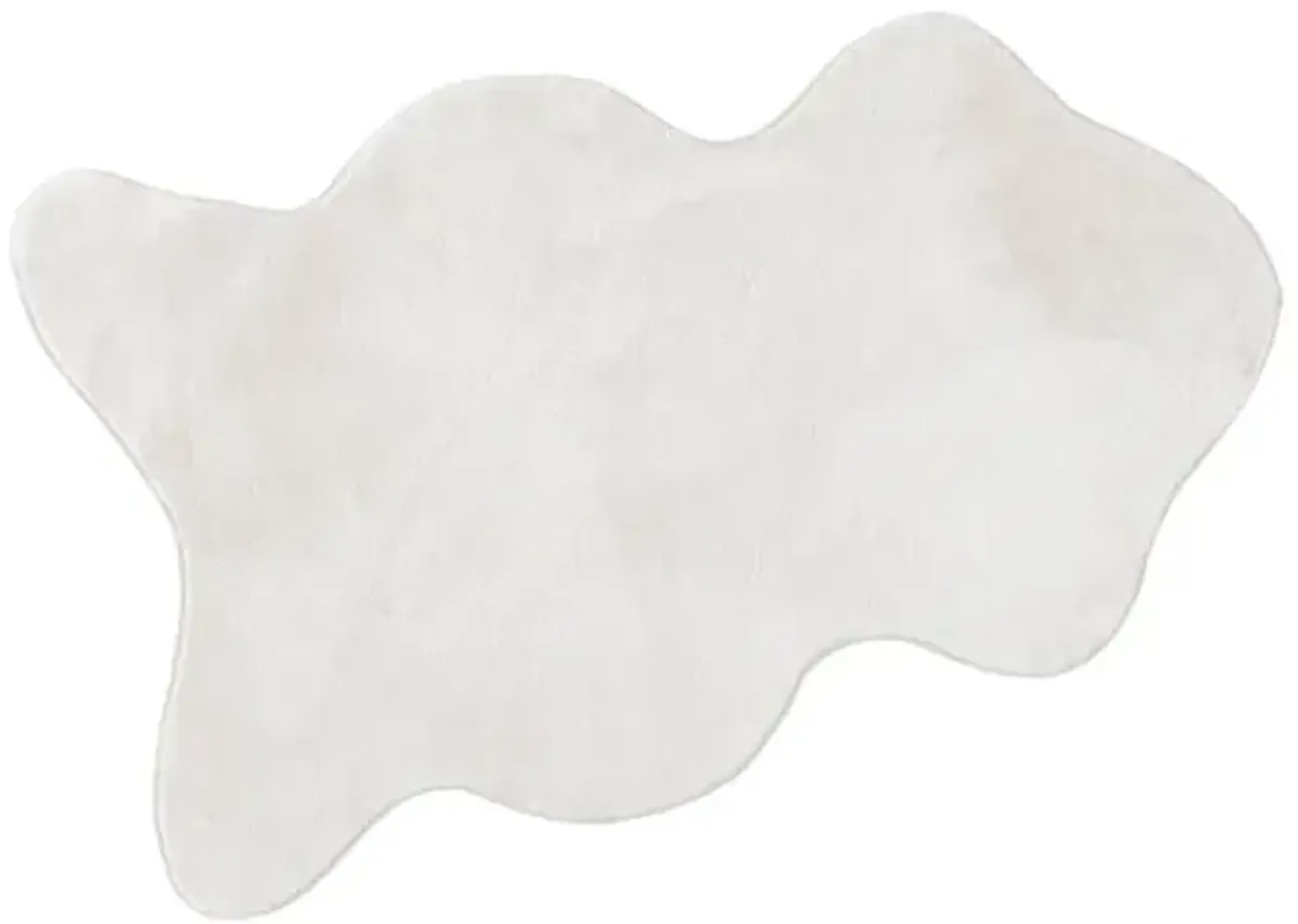 White Faux Rabbit Fur Washable Bliss Rug, 3x4