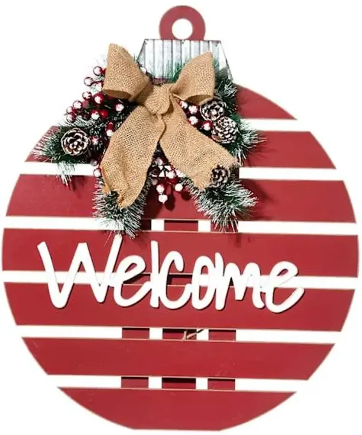 Homespun Holiday Welcome Wooden Christmas Ornament Table Sign, 21x24