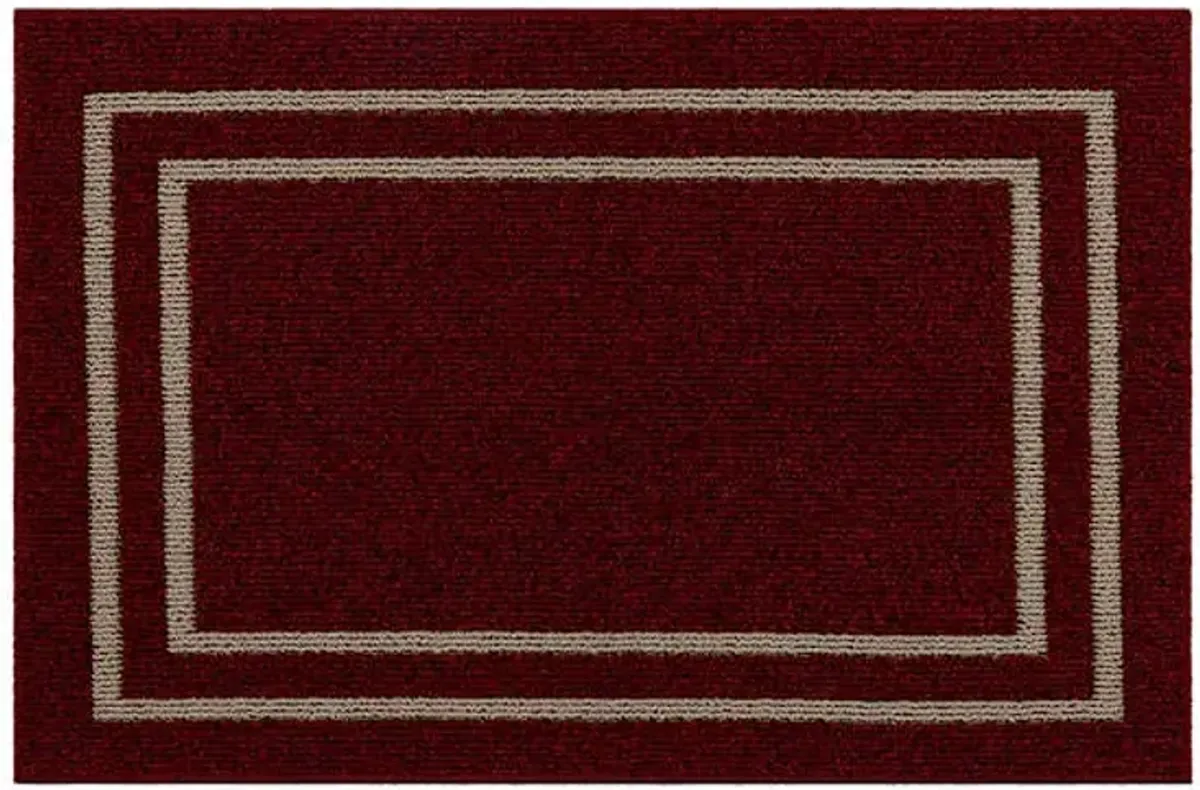Red Double Border Washable Tufted Accent Rug, 20x30