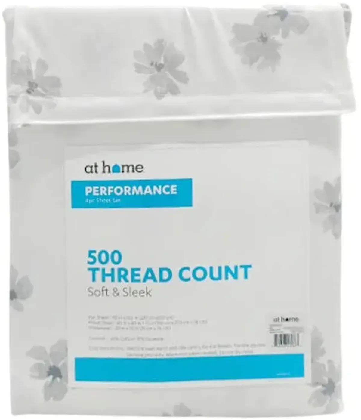 4-Piece White Floral Print Performance Sheet Set, Queen