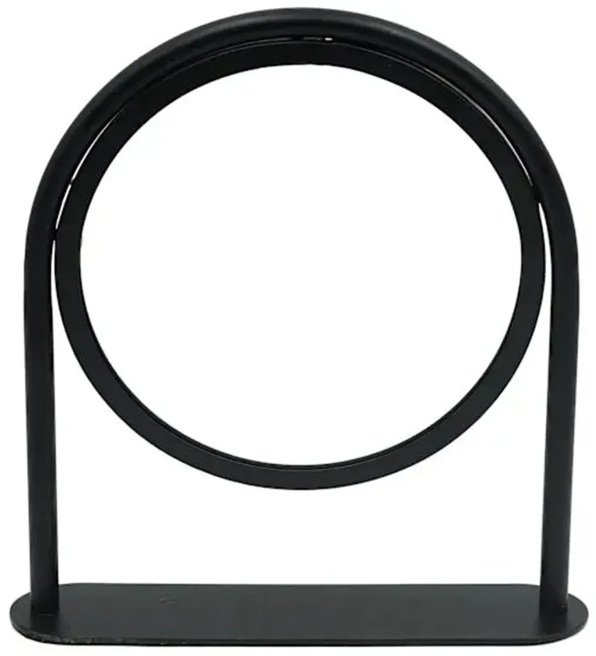 Round Black Metal Mirror, 9"
