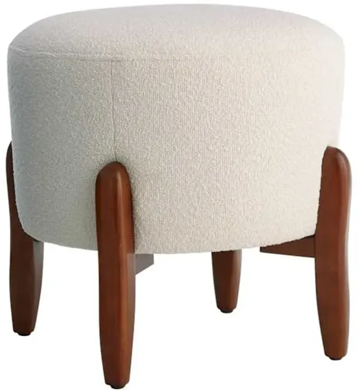 Remi Round Ottoman, White