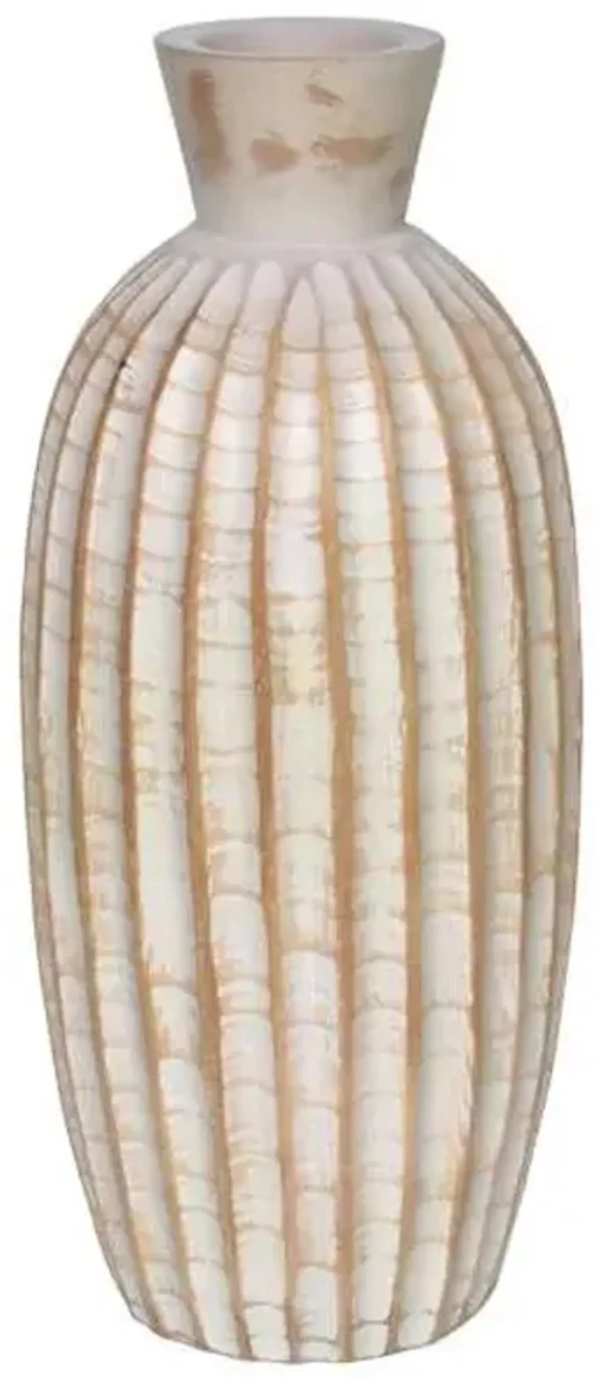 Whitewash Carved Vase, 14"