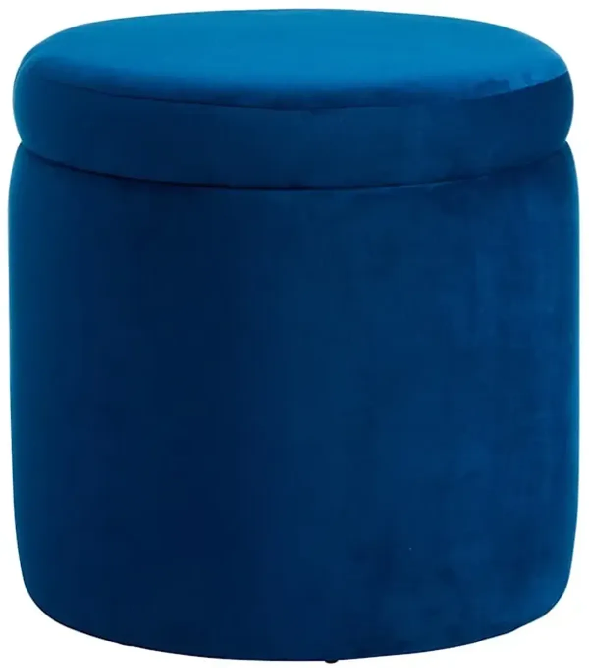 Stuart Round Storage Ottoman, Navy Blue