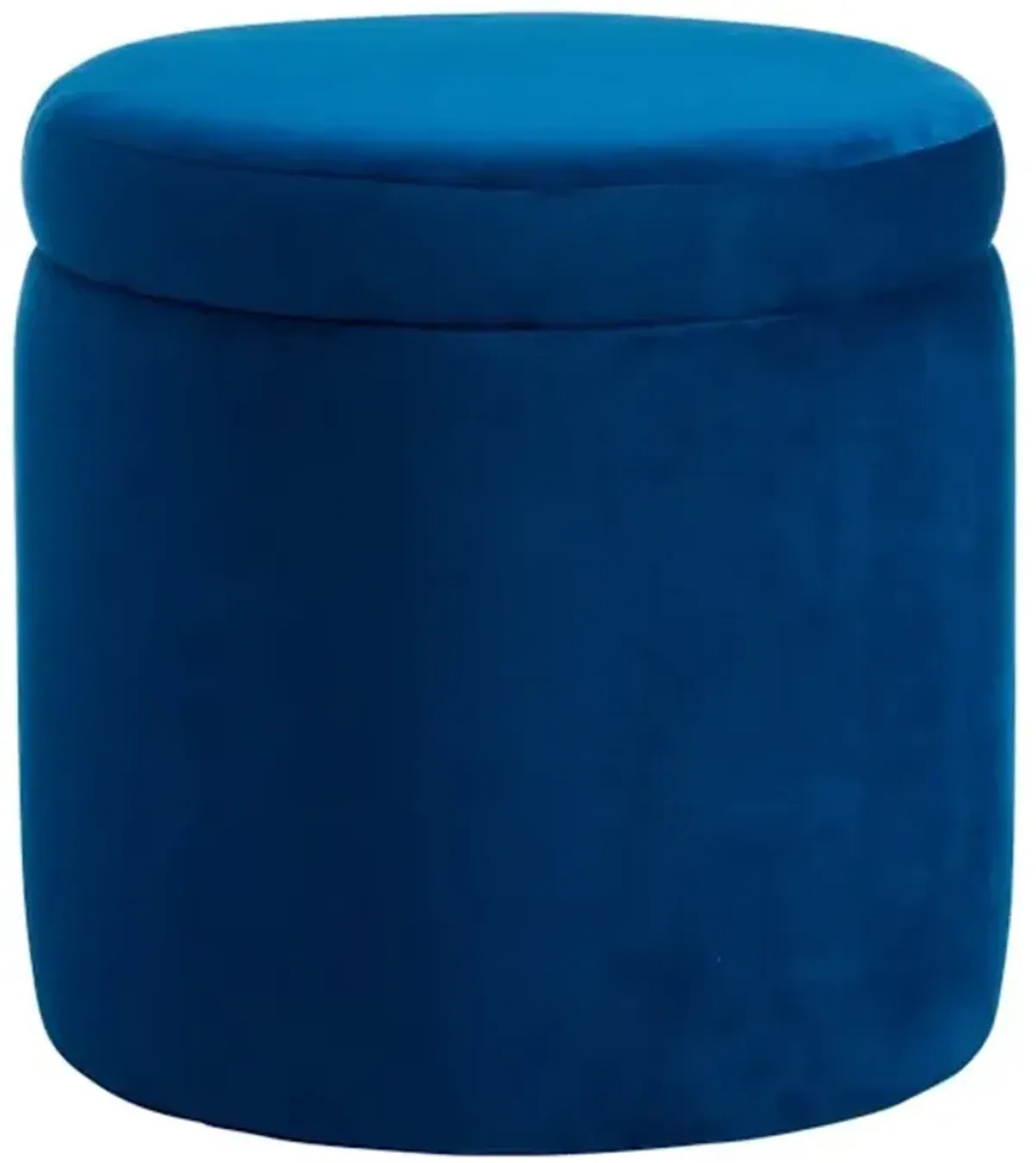 Stuart Round Storage Ottoman, Navy Blue