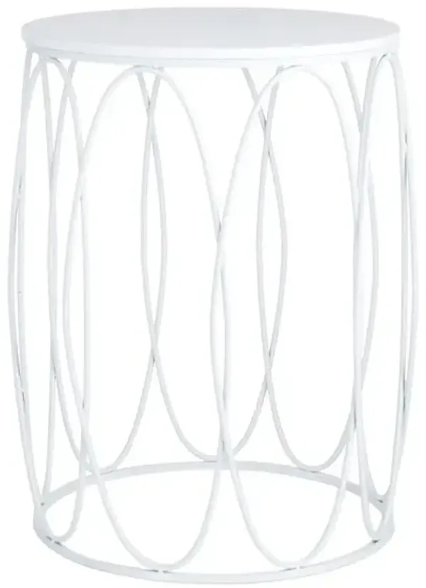 Glam Oval White Drum Table, Medium