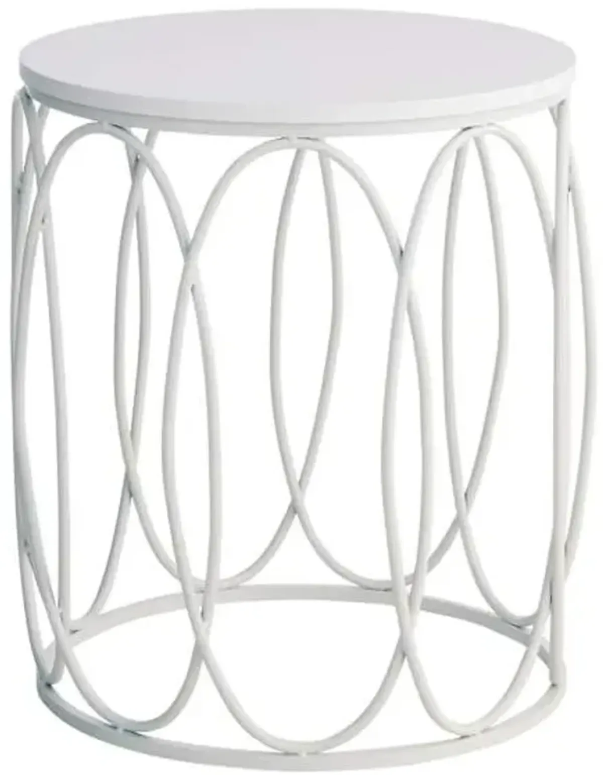 Glam Oval White Drum Table, Small
