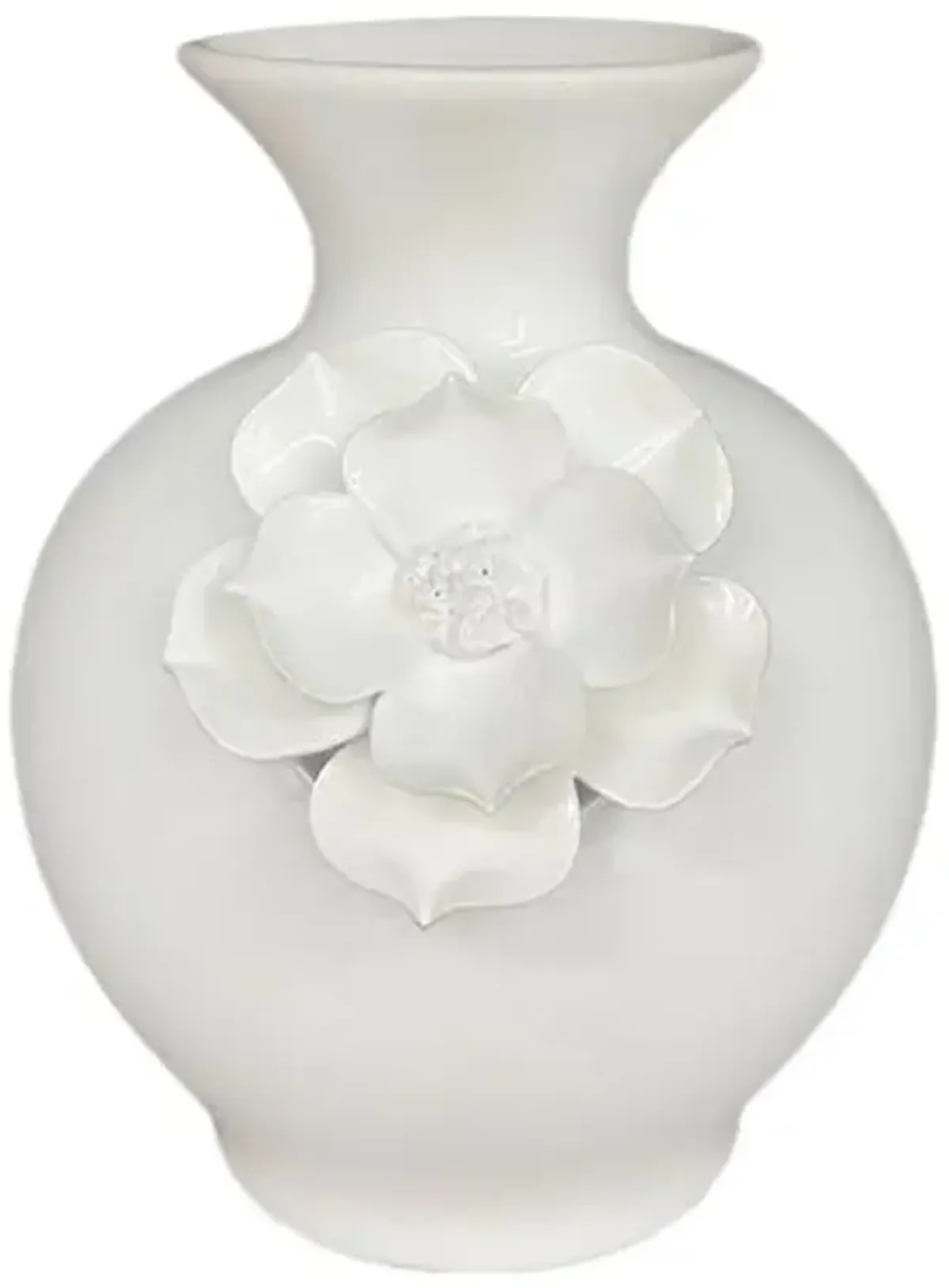 White 3D Floral Ceramic Vase, 6.5"